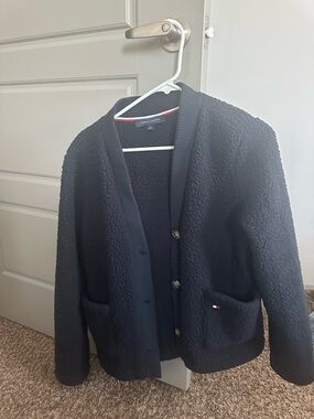 Tommy Hilfiger Navy Faux Fur Cardigan
